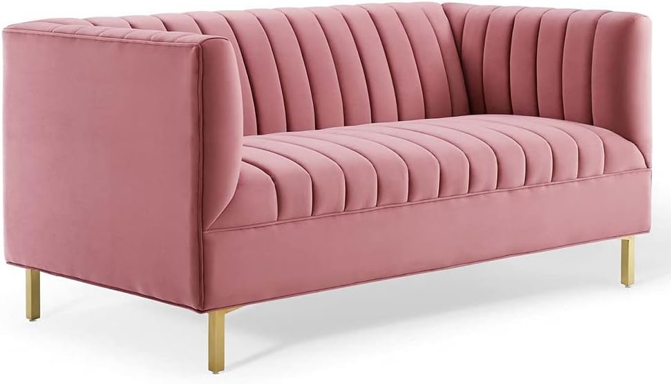 Modway Shift Channel – Sofá biplaza, color rosa polvoriento