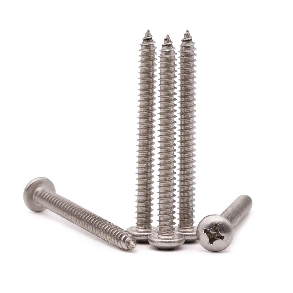 #14 x 1-12″ (paquete de 30) Tornillos de madera Phillips de acero inoxidable, acero inoxidable 304 (18-8), tornillos de chapa de cabeza plana