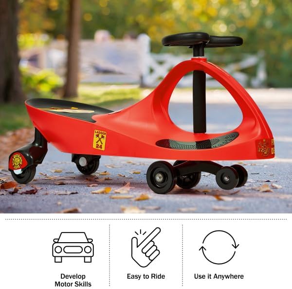 Wiggle Car – Juguete de paseo en ambulancia para edades de 3 años en adelante, sin baterías, engranajes o pedales, simplemente gira, mueve y ve por