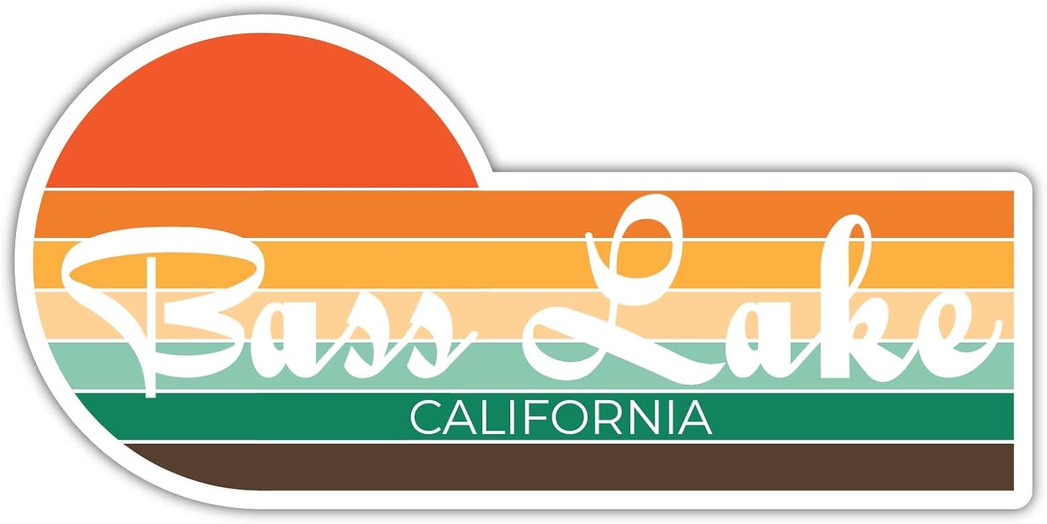 Bass Lake California – Imán para nevera (4 x 2.25 pulgadas), diseño estético retro vintage de los años 70