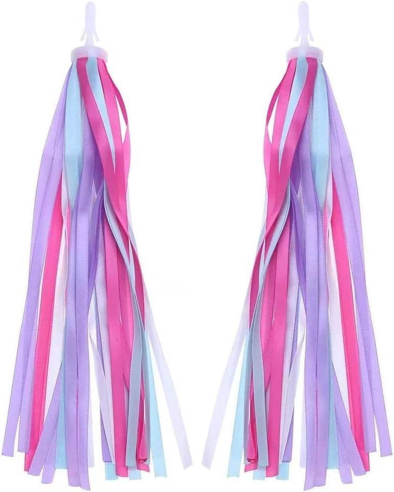 Cesta de bicicleta para niñas, cesta de bicicleta para manillar con collar de unicornio, campana de bicicleta, serpentinas, cuentas de rueda de
