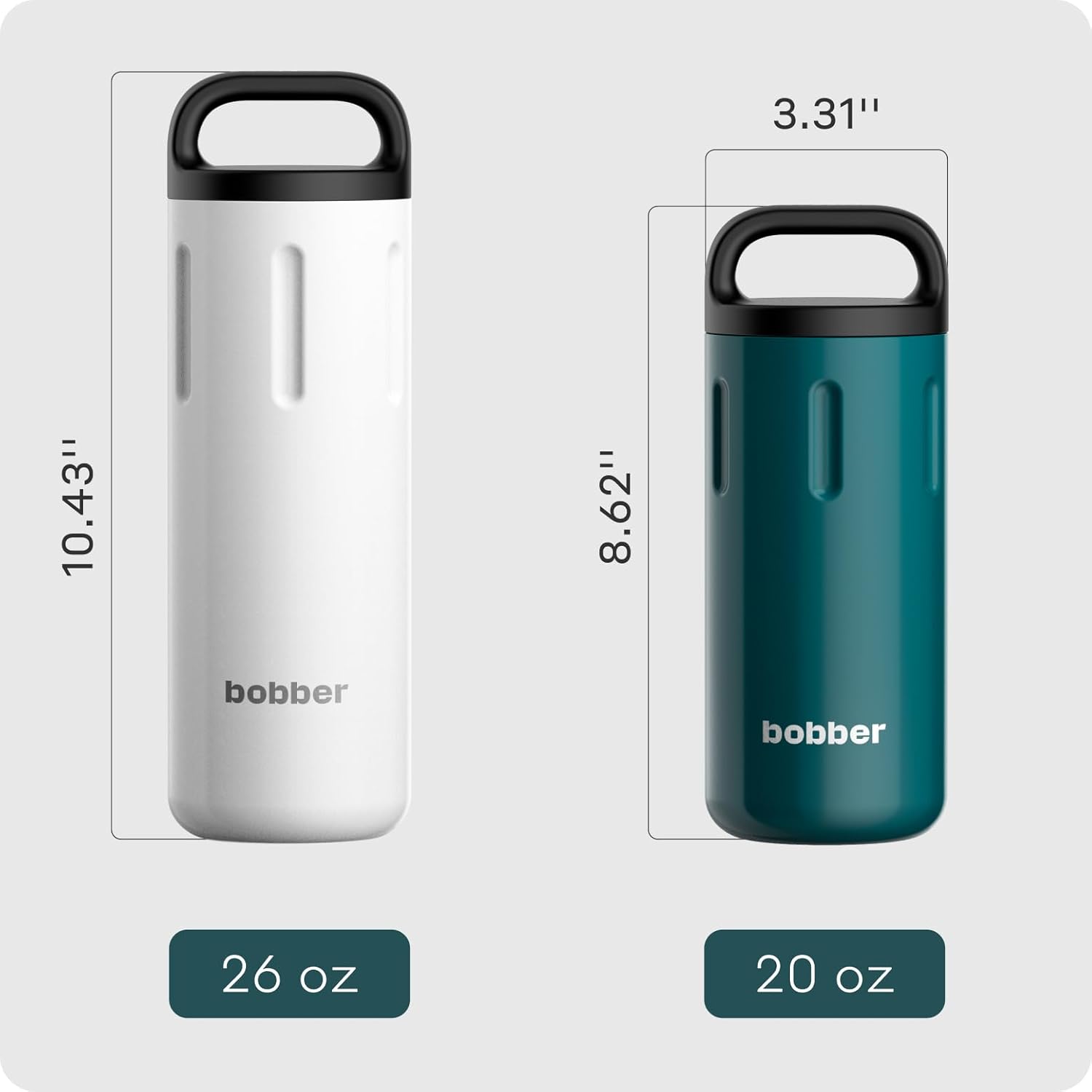 Botella de agua aislada de acero inoxidable de 26 onzas con asa, tapa 100% a prueba de fugas y boca extra ancha, mantiene las bebidas calientes