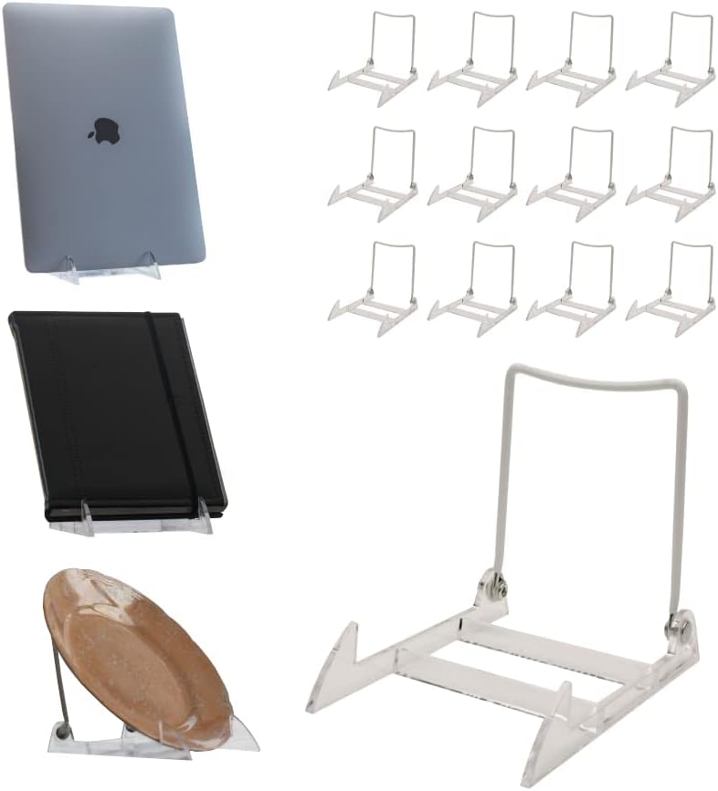 KS- Paquete de 12 soportes ajustables resistentes y versátiles de 4 x 5.5 pulgadas, caballetes acrílicos fabricados en Estados Unidos para exhibir