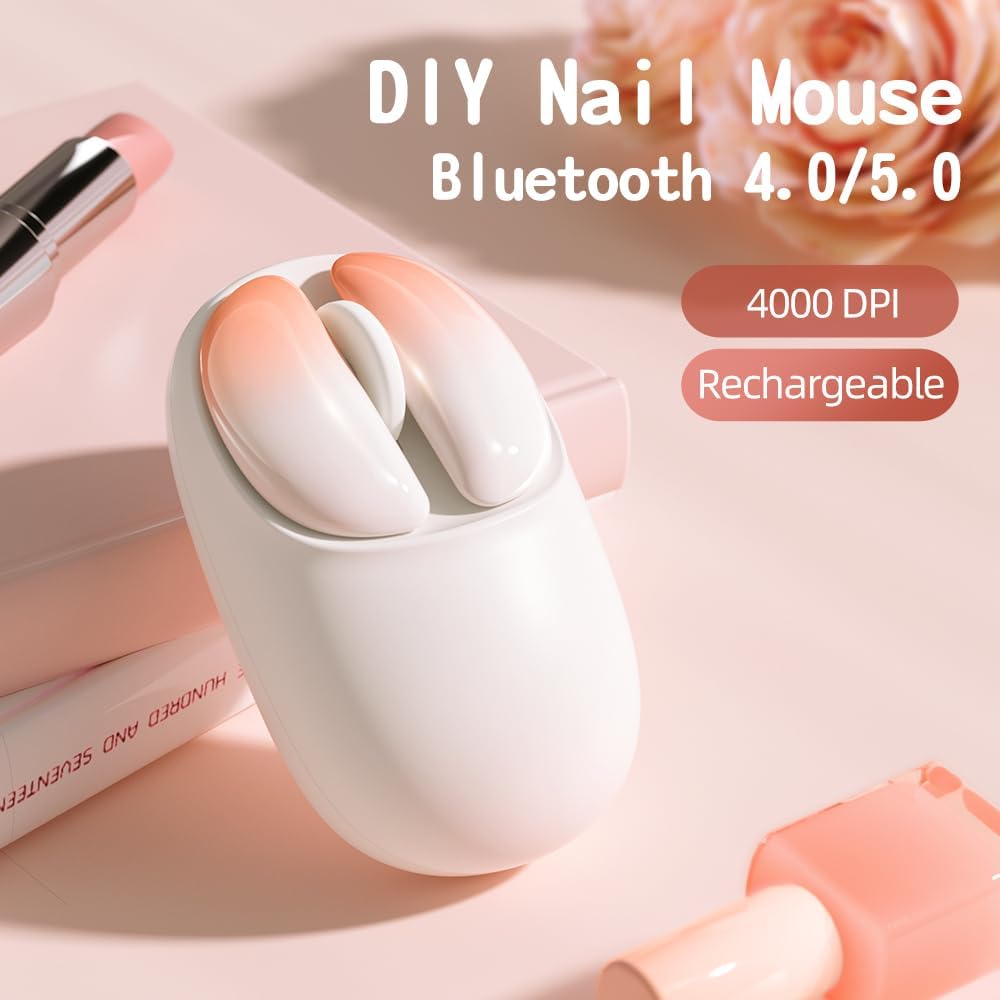 NYIEFADA Ratón inalámbrico Bluetooth rosa, botones desmontables silenciosos, diseño ergonómico USB C recargable para manos pequeñas