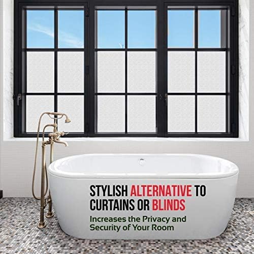 Película de privacidad para ventana, no adhesiva, bloqueo de calor, calcomanías de vidrio esmerilado extraíbles con herramientas para baño,