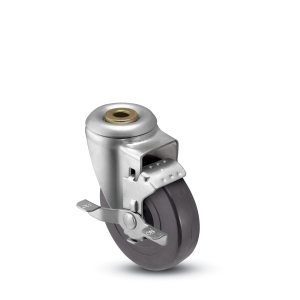 Caster HQ  Rueda giratoria hueca de 4 x 1-14 pulgadas con frenos de rueda de bloqueo superior (goma dura) Caster HQ  Rueda giratoria hueca de 4 x 1-14 pulgadas con frenos de rueda de bloqueo superior (goma dura)