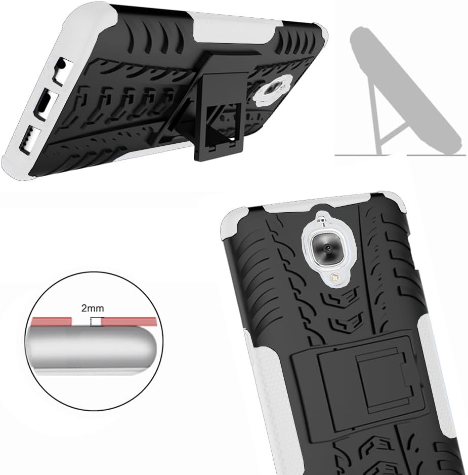 Asuwish Funda para teléfono OnePlus 3 3T A3000 con protector de pantalla de vidrio templado y soporte delgado, híbrida, resistente, funda protectora