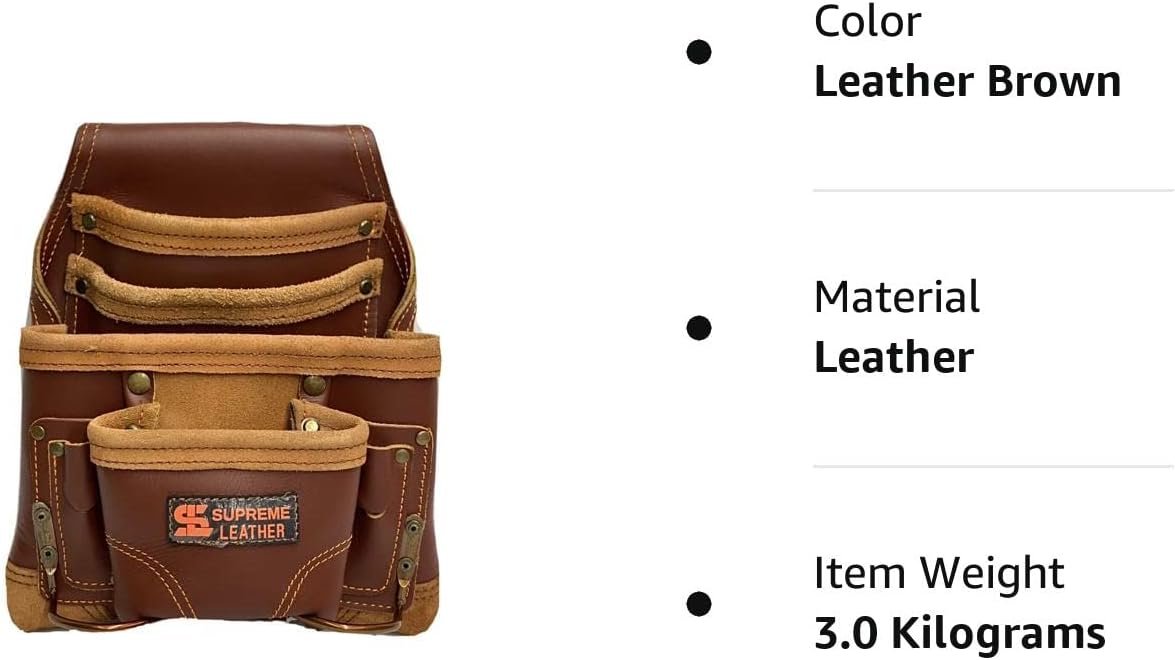 Bolsa de herramientas de cuero para construcción, bolsas de herramientas perfectas para carpinteros, electricistas, paneles de yeso, trabajo de