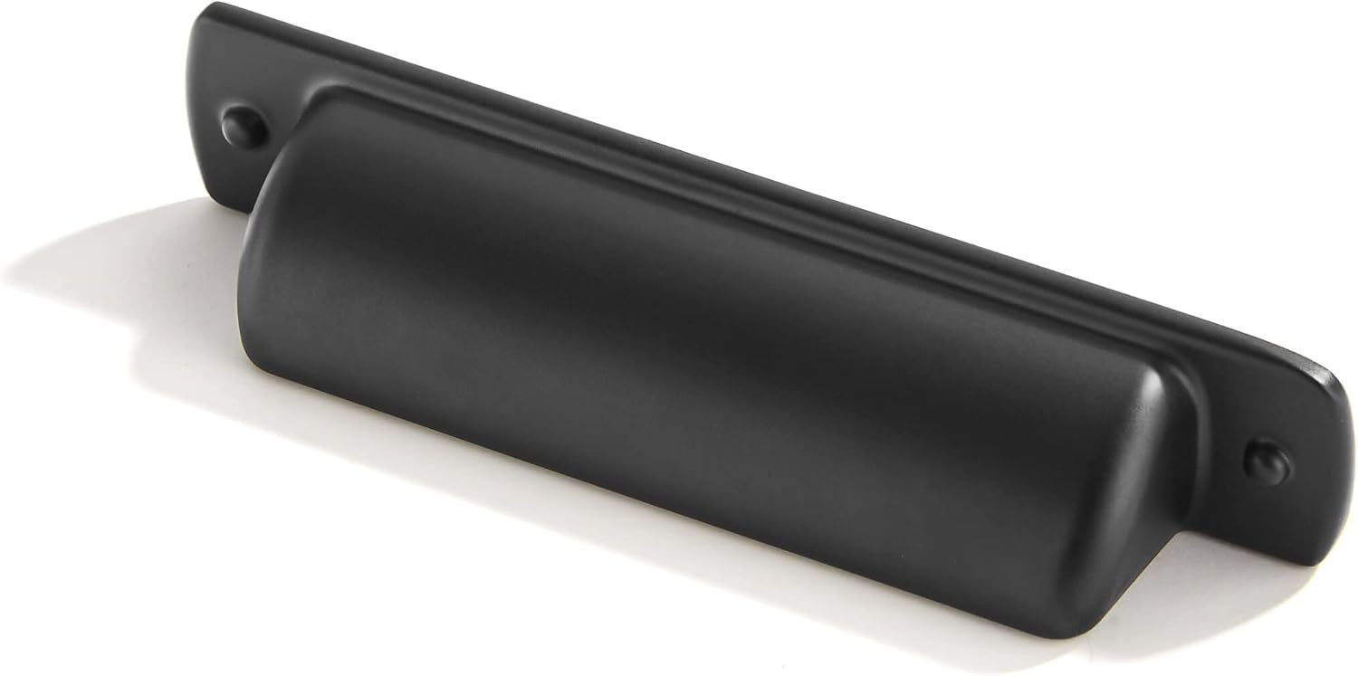 khtumeware Paquete de 10 tiradores de cajón de 3 pulgadas, color negro mate, tiradores de taza de gabinete, manijas de gabinete de cocina, manijas