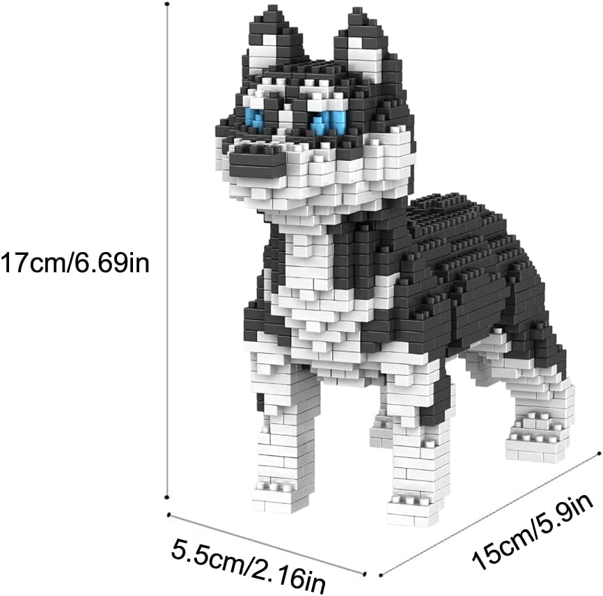 ISeeSee Juego de micro bloques de construcción de perros de construcción 3D de ladrillos de juguete para niños o adultos Husky 950PCS