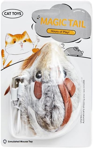 Vealind Juguetes interactivos para gatos con cola de plumas, juguete recargable por USB, movimiento automático para gatos de interior, caza y