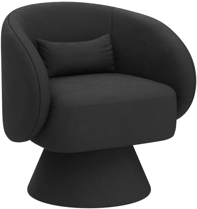 OUYESSIR Sillas giratorias de barril, silla giratoria de 360 grados, silla redonda moderna con almohada, sillas de sala de estar de tela cómoda para