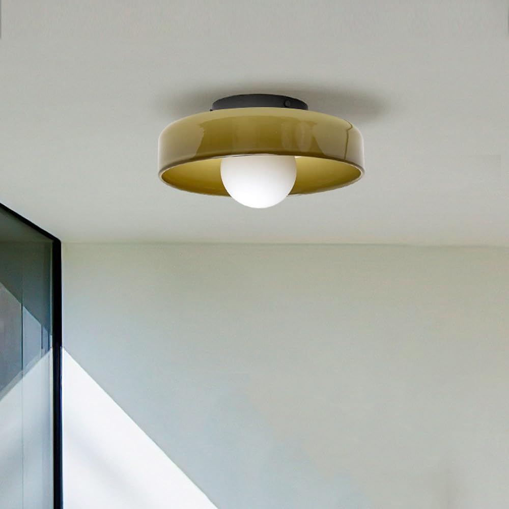 Lámpara de techo semiempotrada de cristal naranja de mediados de siglo con globo de leche, nórdico, moderno, verde, accesorios de iluminación para