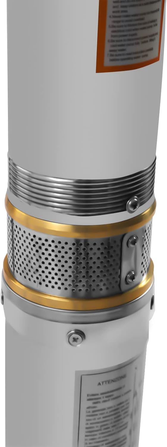 Fetcoi Bomba de pozo sumergible para pozo profundo, tubo de diámetro exterior de 3.8 pulgadas, 110V60HZ 1.1KW 1.5HP, bomba de pozo sumergible de