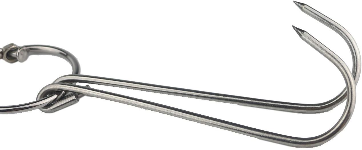 TIHOOD Ganchos dobles de acero inoxidable de 9.4 pulgadas para carne, pato asado, tocino, gancho para tienda de barbacoa, parrilla, accesorios de