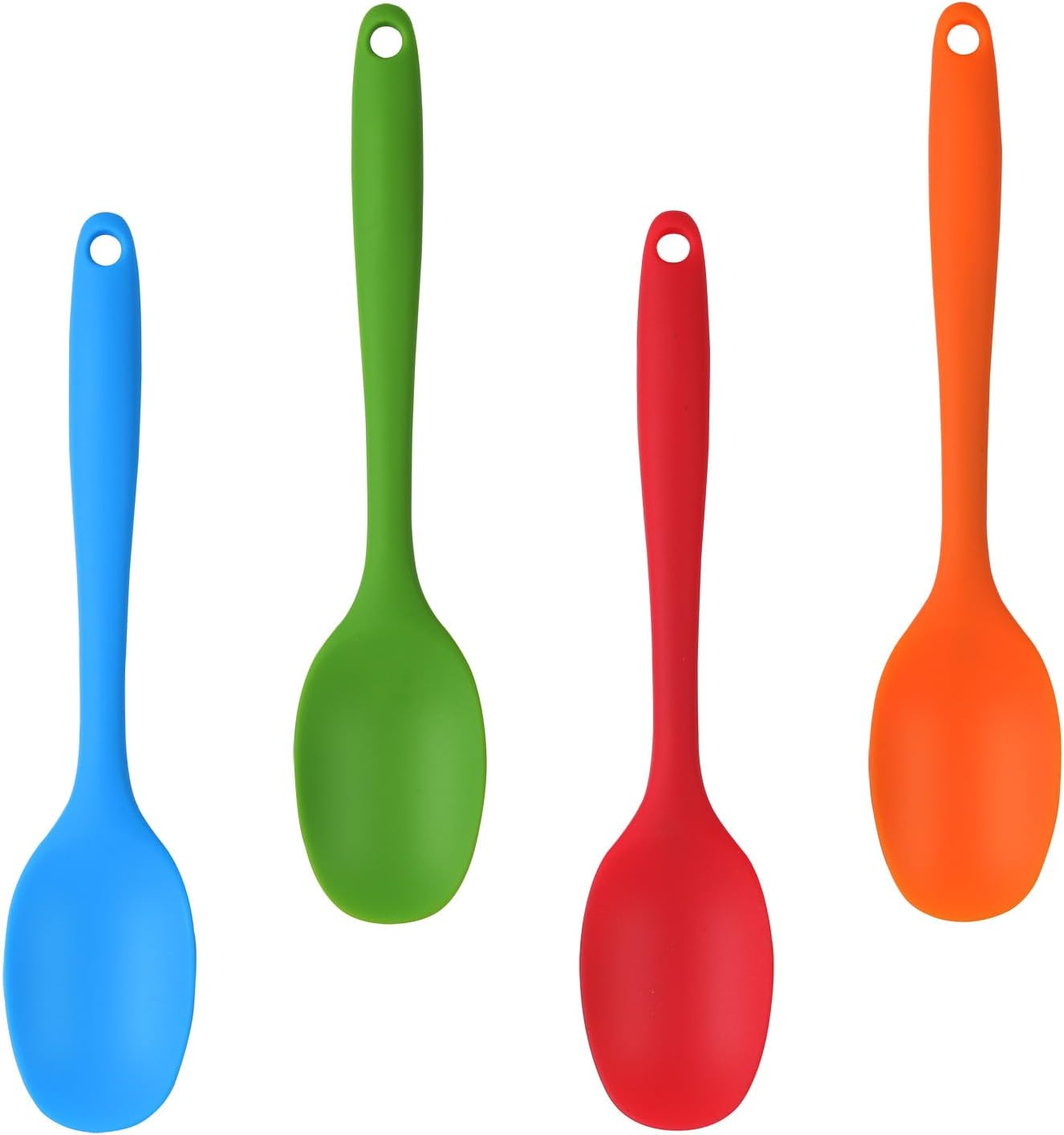 KUSCOR 4 cucharas de silicona para mezclar, 8.3 pulgadas8.3 in, cuchara de silicona antiadherente resistente al calor, diseño de una pieza, cuchara