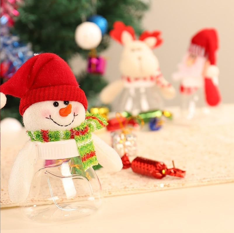 Vaguelly Tarros de caramelo transparentes, regalos de Navidad, plato de dulces de Navidad, tarro de regalo de Navidad, caja de almacenamiento de