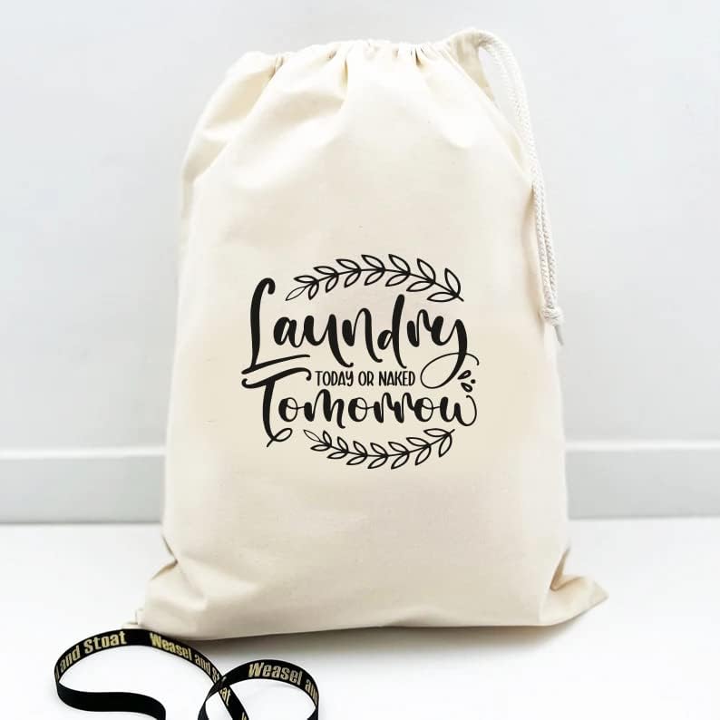 BIG EVENTS Bolsa de lavandería de algodón para ropa  Organizador de viaje  Bolsa ecológica de algodón 100% puro con cordón  Tamaño grande  Bolsa de