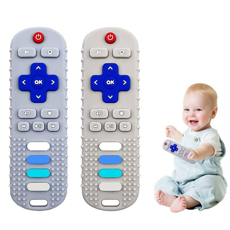 Juguetes de dentición de silicona para bebés, juguetes de dentición para bebés de 0 a 18 meses, juguetes de dentición con forma de control remoto,