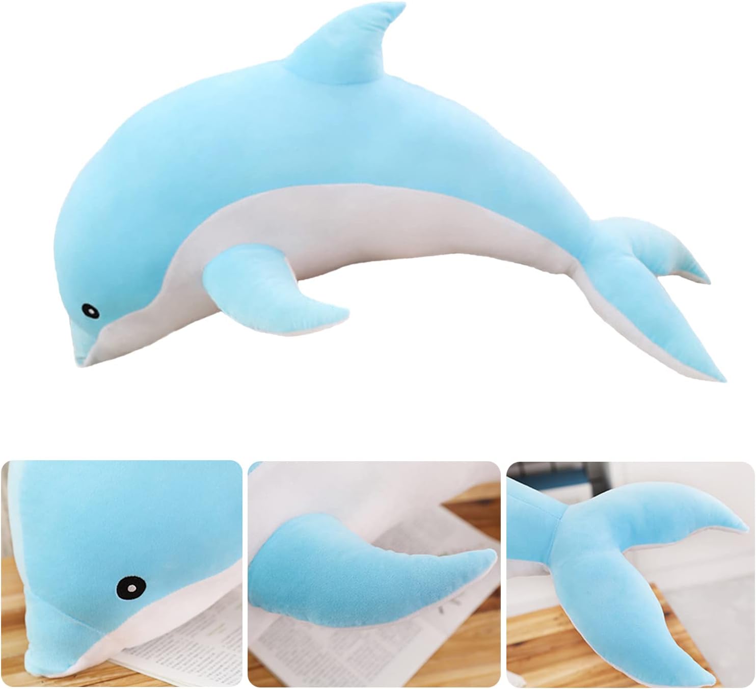Almohada de peluche de delfín, súper suave, juguete de peluche de animales marinos, muñecas para niños y niñas, cojín para dormir, regalo (19.68