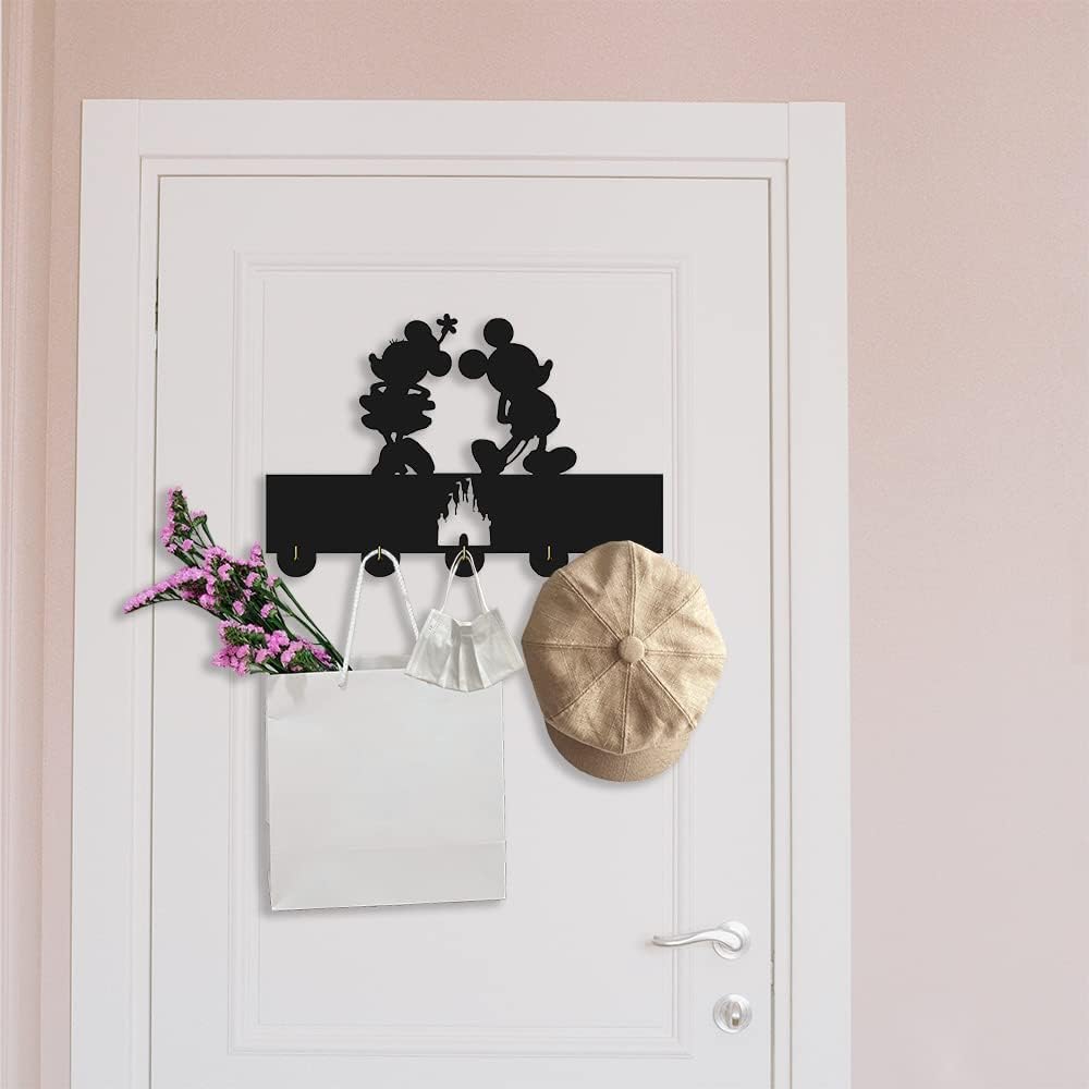 Ganchos negros para llaves de pared, 5 ganchos de madera, para decoración del hogar, para sala de estar, entrada y sala de estar, soporte para