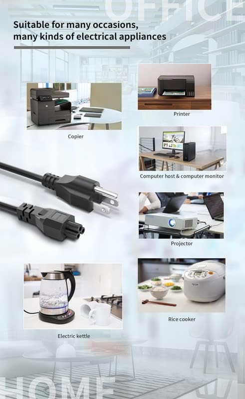 Paquete de 3 cables de alimentación de TV de 4 pies (3.9 ft), cable de alimentación de 3 clavijas Mickey Mous de repuesto para LG LCD LED Smart TV
