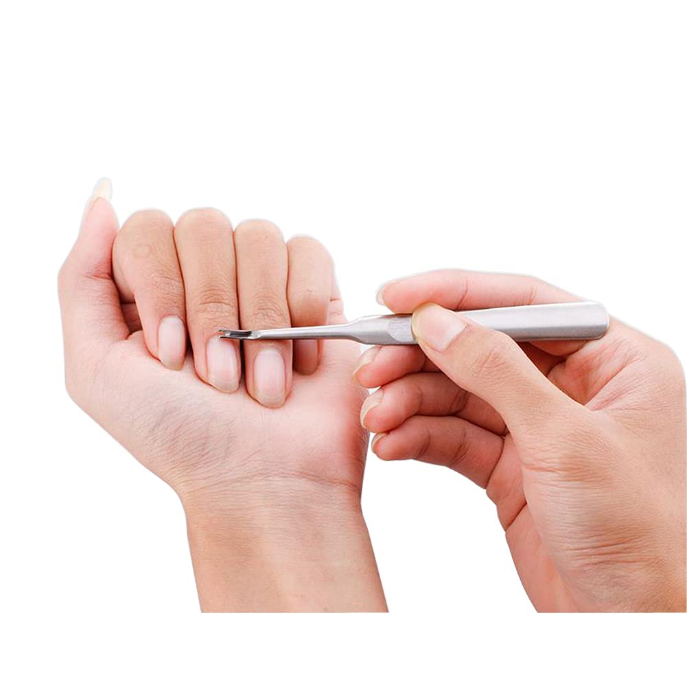 Empujador de cutículas de uñas inoxidables, cortador de tijeras, removedor de tijeras, limpiador de uñas de piel muerta, eliminación de callos de