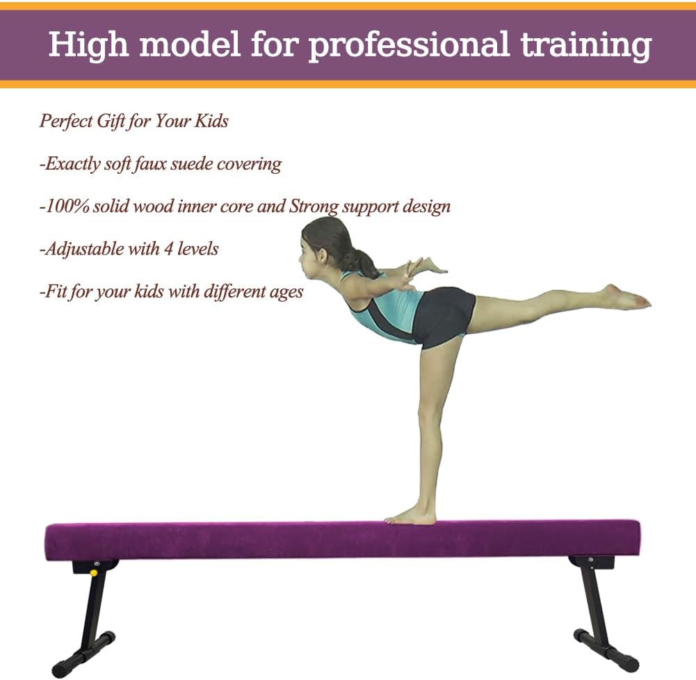 Viga de equilibrio de gimnasia ajustable y plegable, haz de gimnasia de nivel alto y bajo de 6 pies8 pies, no requiere herramientas, equipo de