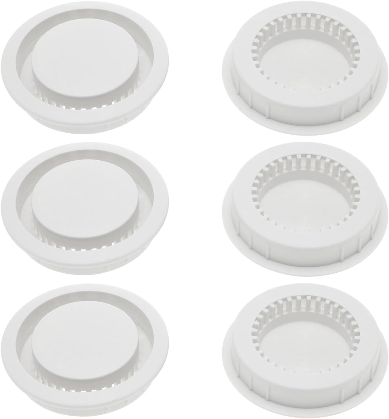 6 rejillas de ventilación redondas de plástico ABS de 1.969 in ajustables para extractor, ventilador con conductos, baño, cocina, garaje (blanco)