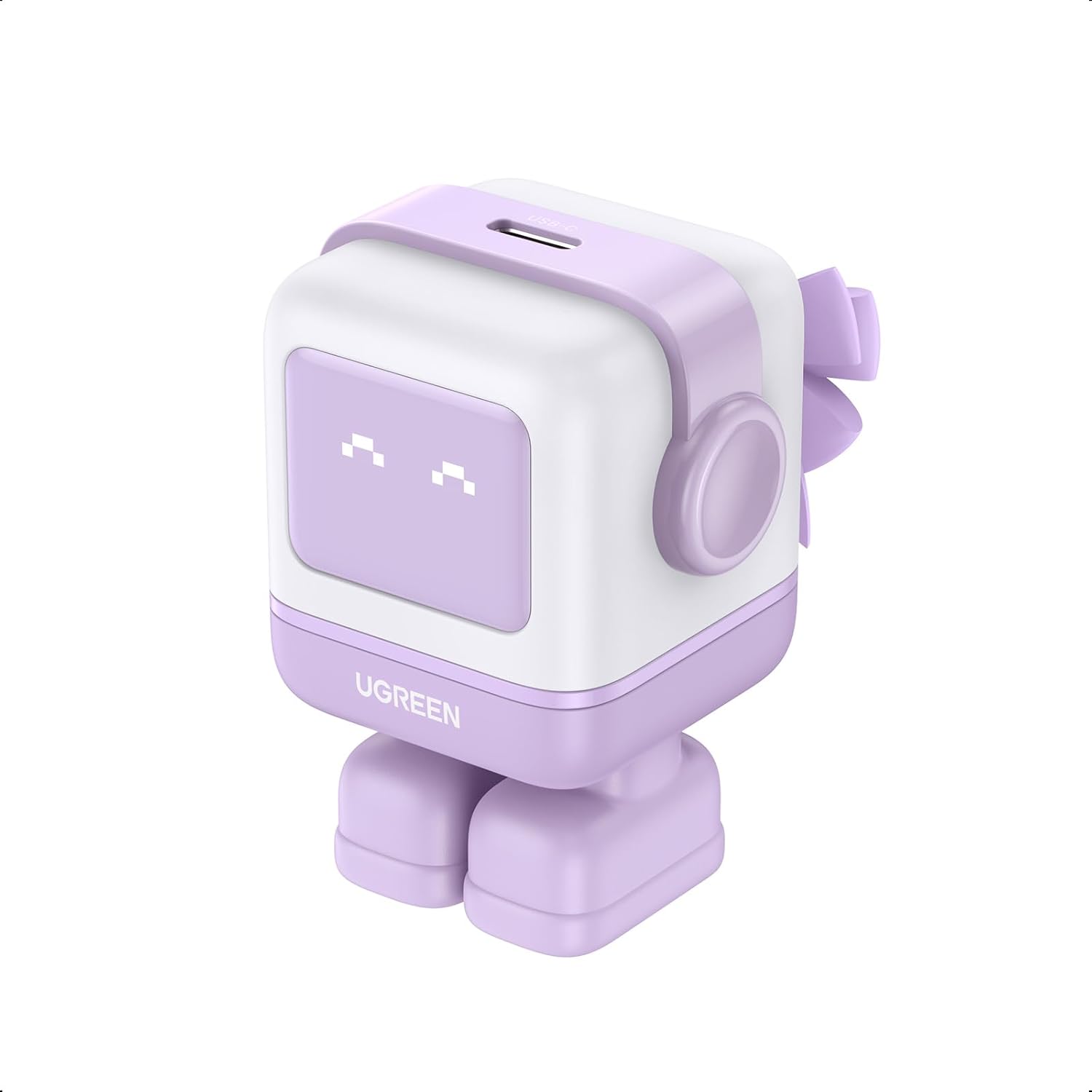 UGREEN Cargador USB C RG de 30 W, Nexode Robot GaN Bloque de cargador rápido, adaptador de corriente de cargador de pared compacto para iPhone 15