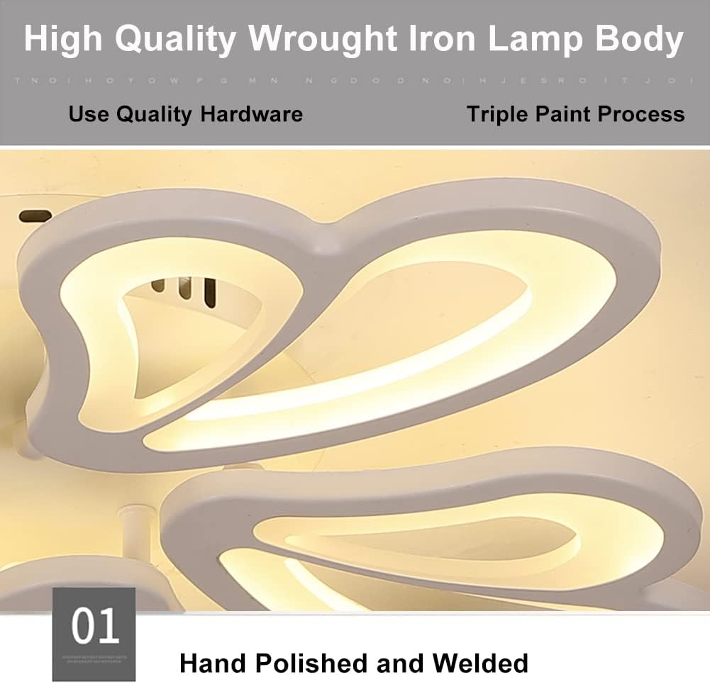 Lámpara de techo moderna, lámpara de techo de acrílico moderna de 55 W, lámpara LED con forma de flor de metal para sala de estar, dormitorio,