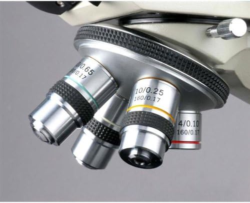 AmScope Microscopio binocular compuesto B490B-LED, oculares WF10x y WF20x, aumento 40X-2000X, Brightfield, iluminación LED, condensador Abbe, etapa