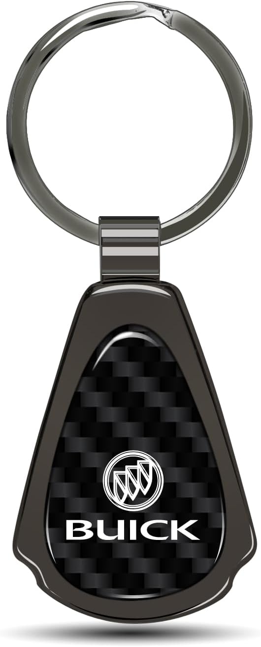 Buick – Llavero con diseño de lágrima de metal de fibra de carbono, color negro, con licencia oficial