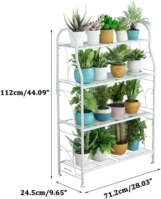 IOEDHW Estante de metal de 4 niveles para plantas de interior, estante de exhibición de plantas múltiples, soporte para plantas de pie, soporte