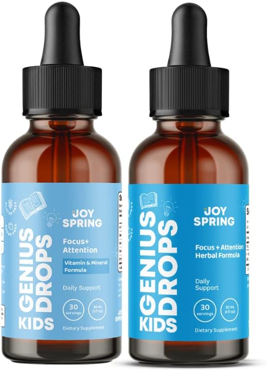 JoySpring Vitaminas Focus para niños mezcla de vitaminas orgánicas de B9, B12, zinc y vitamina C y suplementos de enfoque y atención para niños que