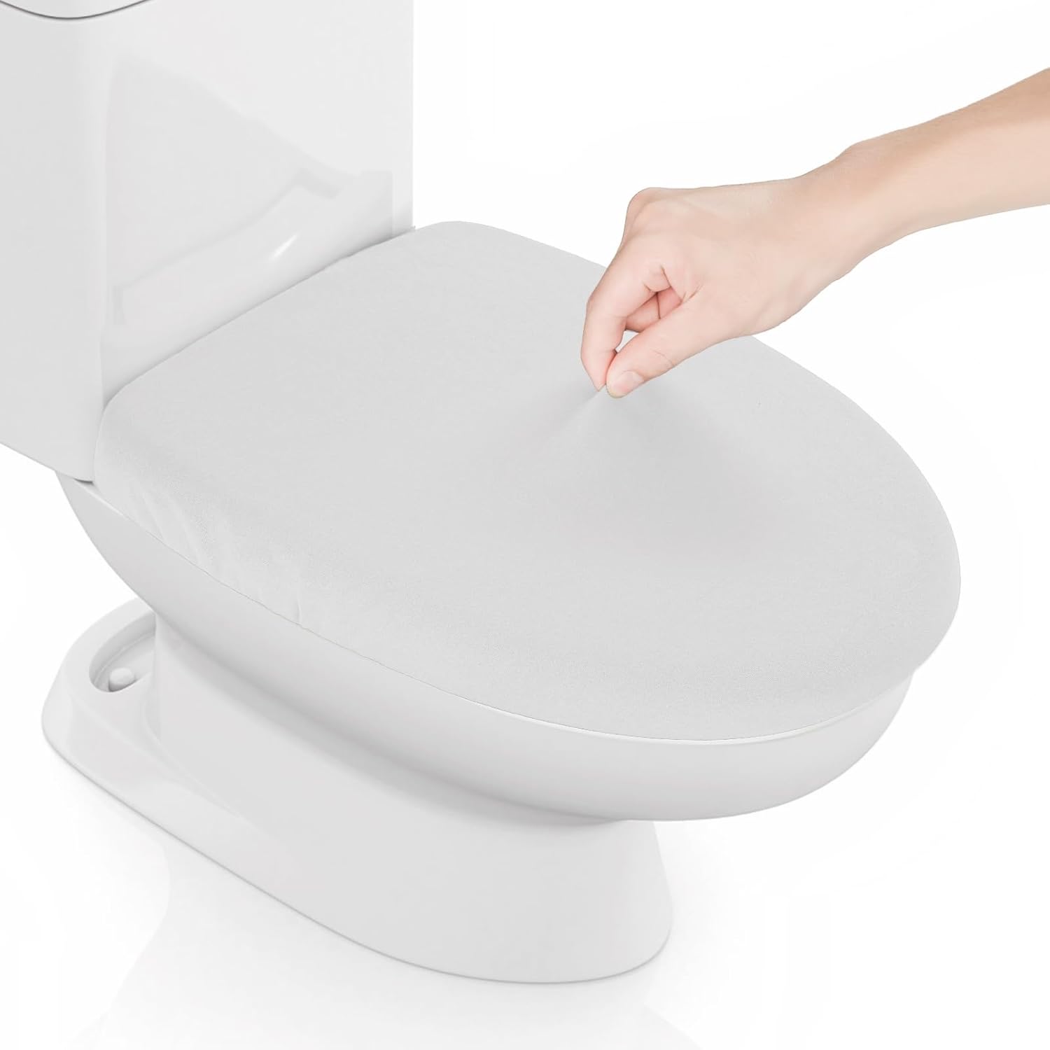 Funda elástica para tapa de inodoro de elastano, funda gruesa para asiento de inodoro para baño, funda de inodoro suave y lavable, se adapta a la