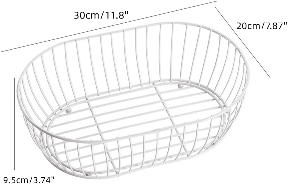 Cesta de fruta de alambre de metal, cestas de almacenamiento ovaladas grandes para pan, soporte de cesta de frutas de alambre de metal para encimera