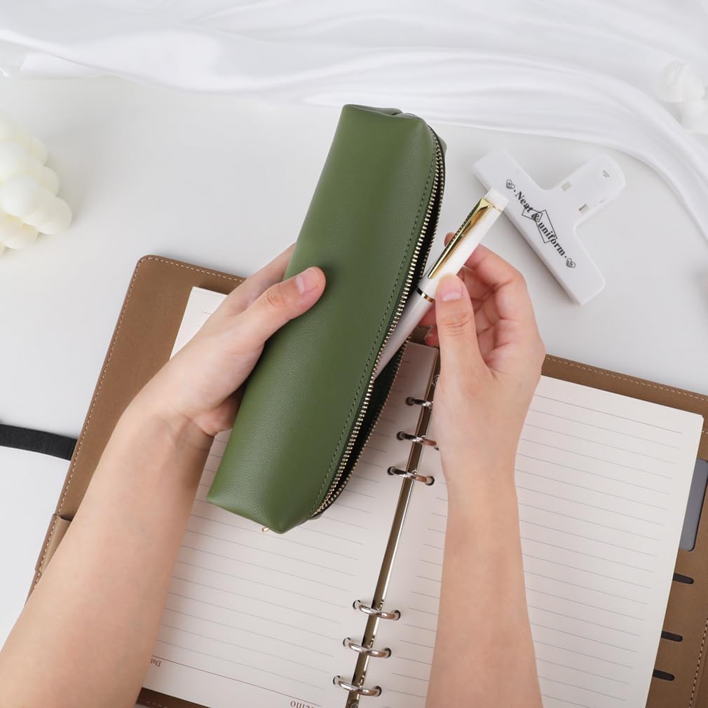 iSuperb Estuche de lápiz PU Bolsa de cuero para bolígrafos Bolsa delgada Bolsa de papelería encantadora Bolsa de cosméticos portátil Bolsa