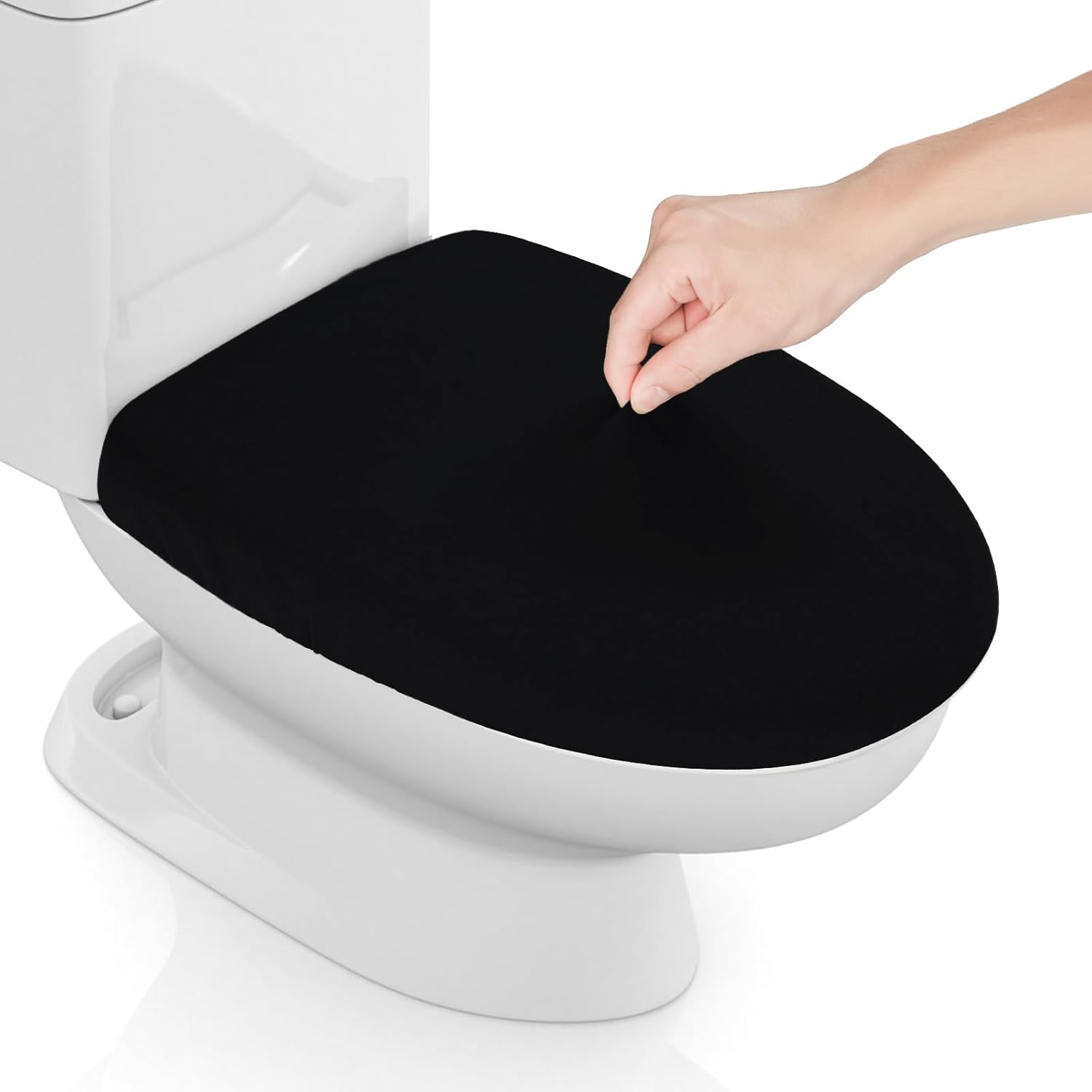 Funda elástica para tapa de inodoro de elastano, funda gruesa para asiento de inodoro para baño, funda de inodoro suave y lavable, se adapta a la
