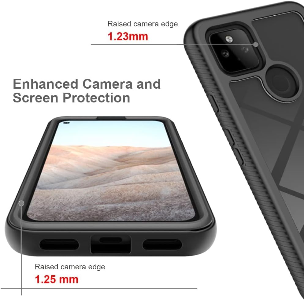 Asuwish Funda para teléfono para Google Pixel 5a 5G con protector de pantalla de vidrio templado y soporte delgado, híbrida, resistente, funda