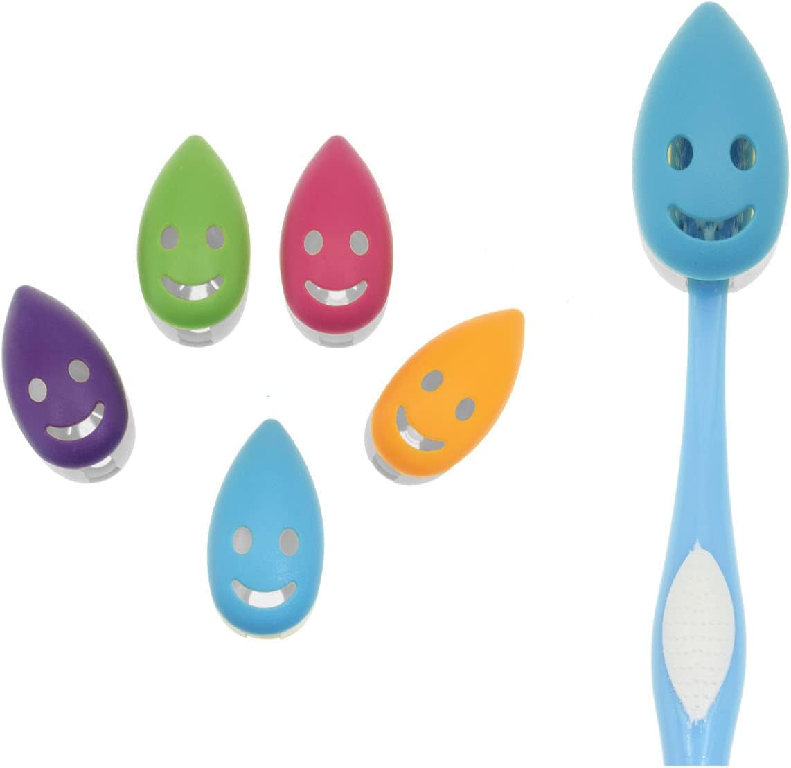 QICAITU – 5 fundas para la cabeza de cepillo de dientes, tapa de ventosa, protector portátil para cepillos de dientes, 6 colores para familia,