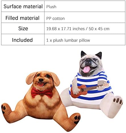 MOCOHANA Almohada lumbar de felpa con forma de perro de dibujos animados, almohada de lectura, cojín de respaldo para el hogar y la oficina (perro