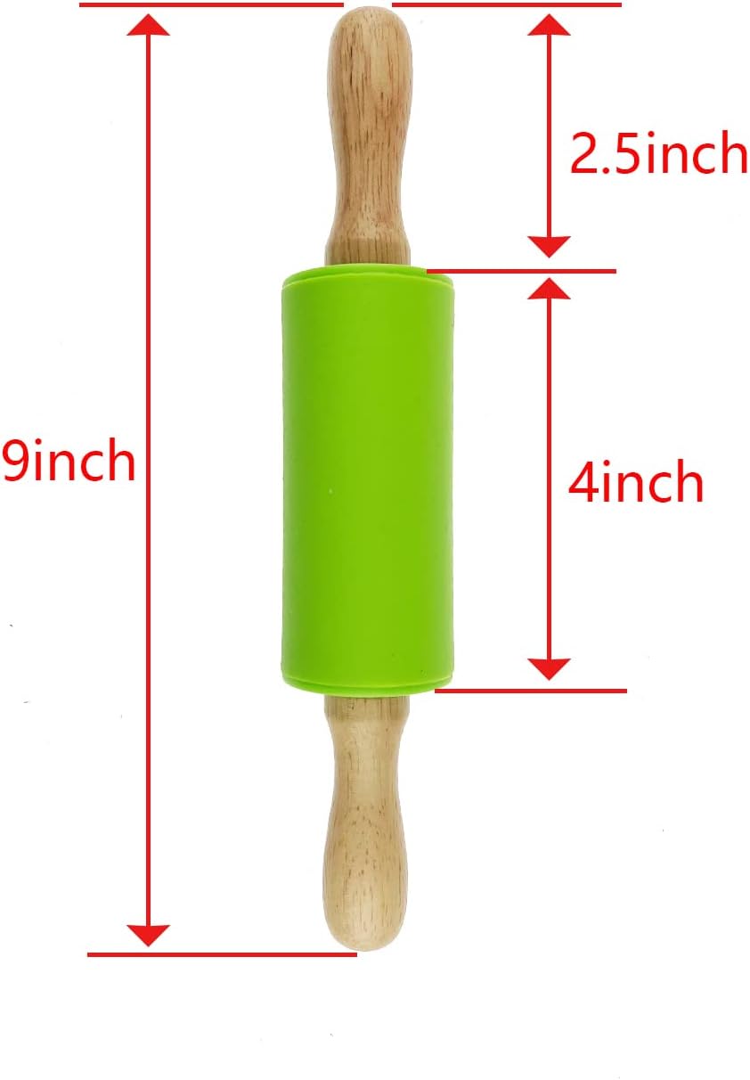 Paquete de 6 rodillos pequeños para niños, rodillos para niños para la cocina del hogar (6 colores) (9 pulgadas)