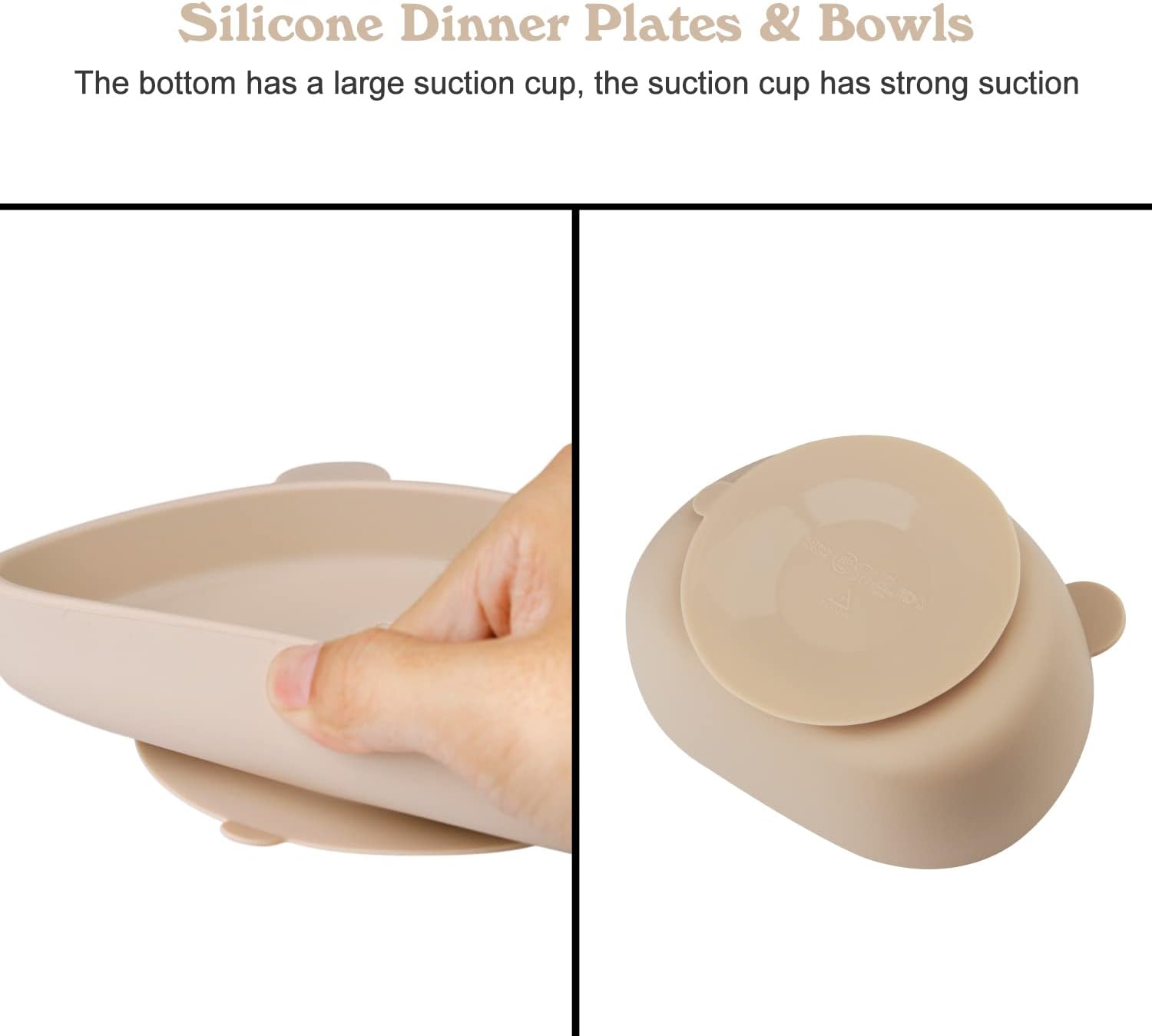 Juego de alimentación de silicona para bebés, 4 placas de succión para bebé, platos divididos para niños pequeños y niños, juego de cuchara y