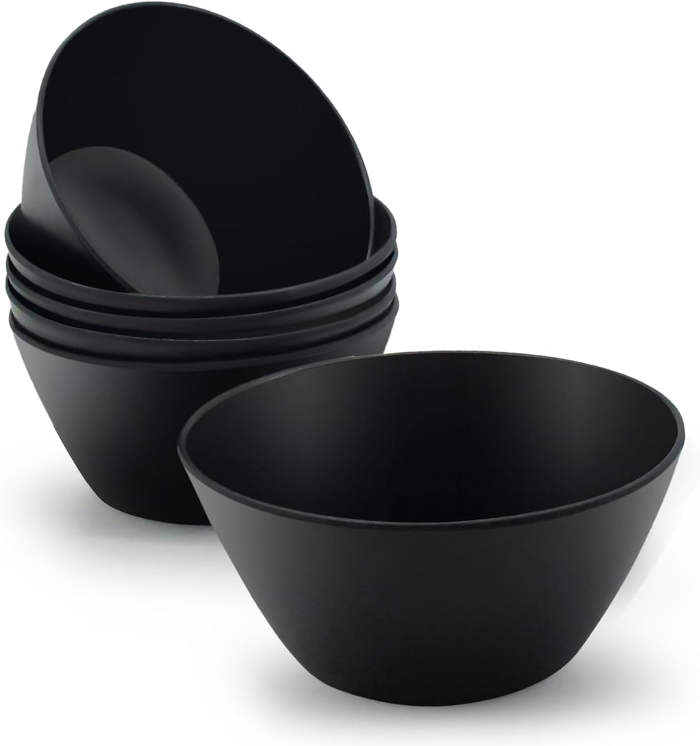 Juego de 6 cuencos de fibra de bambú para cereales, cuencos de sopa de 24 onzas, color negro, juego de cuencos de melamina grandes para cocina,