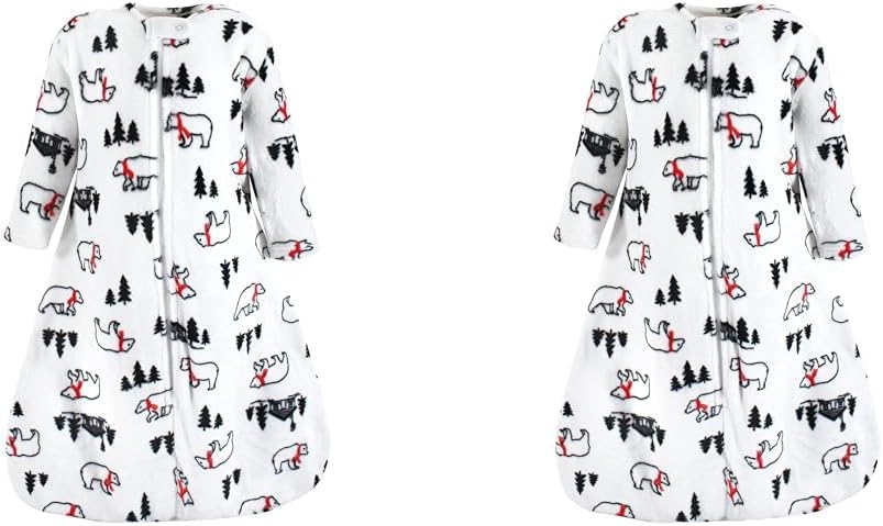 Hudson Baby Saco de dormir unisex de felpa para bebé, manta de manga larga, oso de invierno, 18-24 meses (paquete de 2)