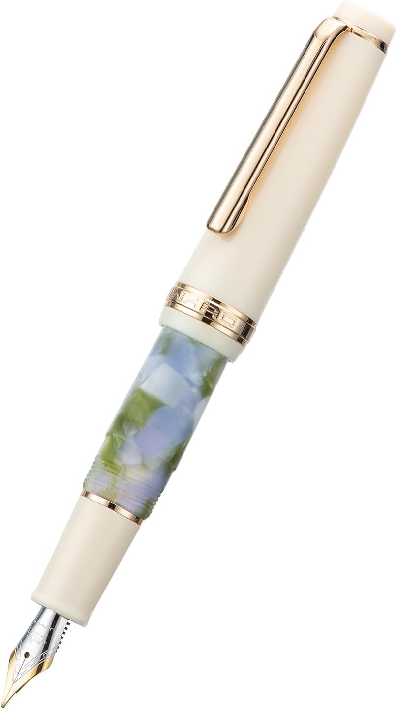 Jinhao 82 – Mini pluma estilográfica acrílica, punta fina de iridio con convertidor de tinta, mini bolígrafo de viaje de bolsillo corto verde algas