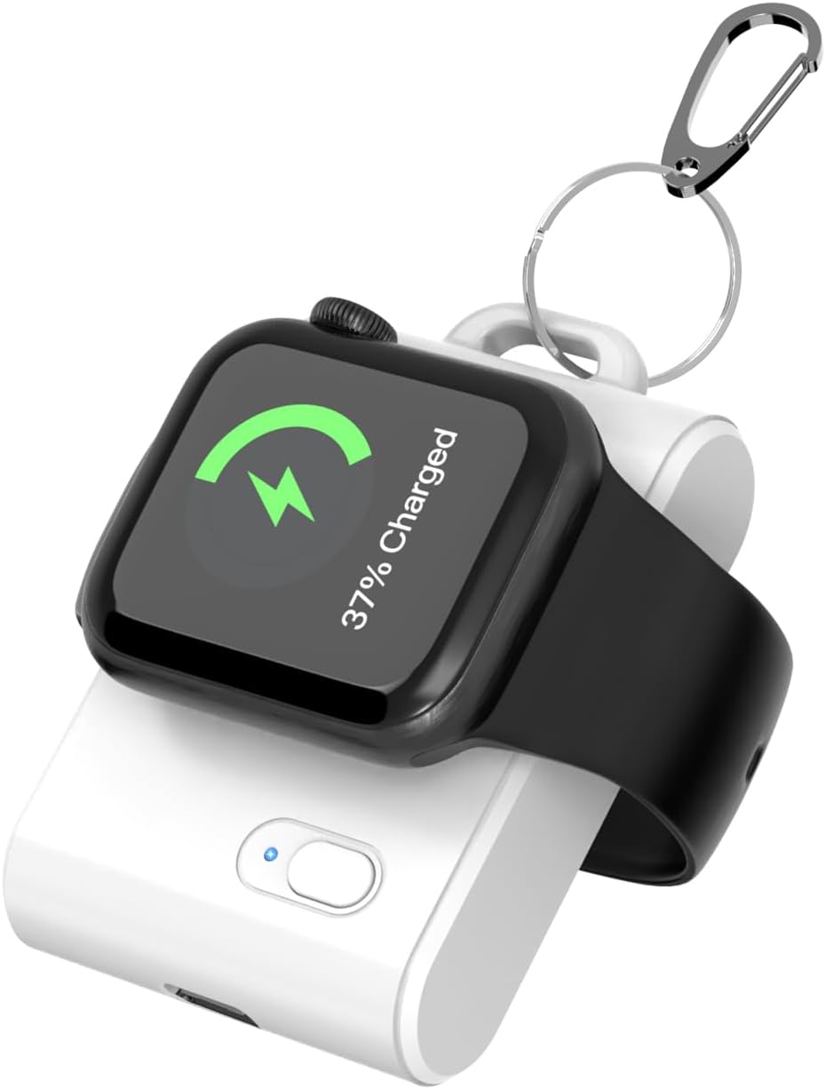 Cargador inalámbrico portátil para Apple Watch, llavero inteligente de 2000 mAh, cargador de batería mini Power Emergency Pod Compact Magnetic