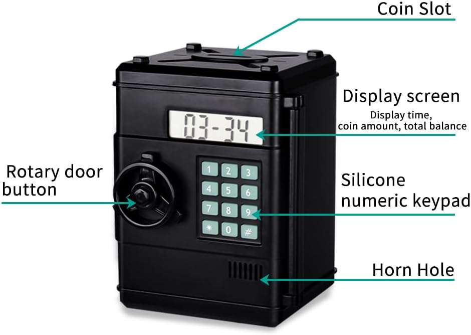 Alcancía electrónica segura para niños, moneda en efectivo, mini alcancía de cajero automático, con contraseña y cajero automático LCD para niños y