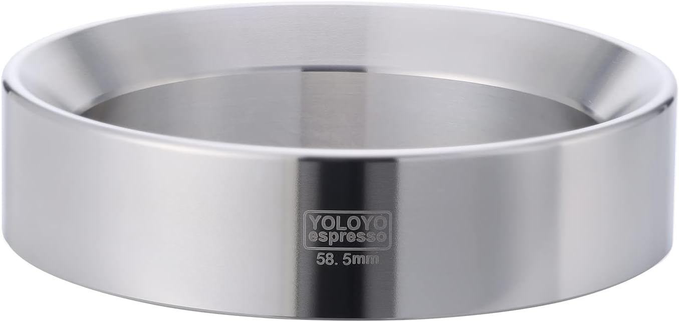 YOLOYO – Embudo dosificador de 2.303 in, embudo dosificador de espresso fabricado con precisión, embudo portafiltro de acero inoxidable 100% para